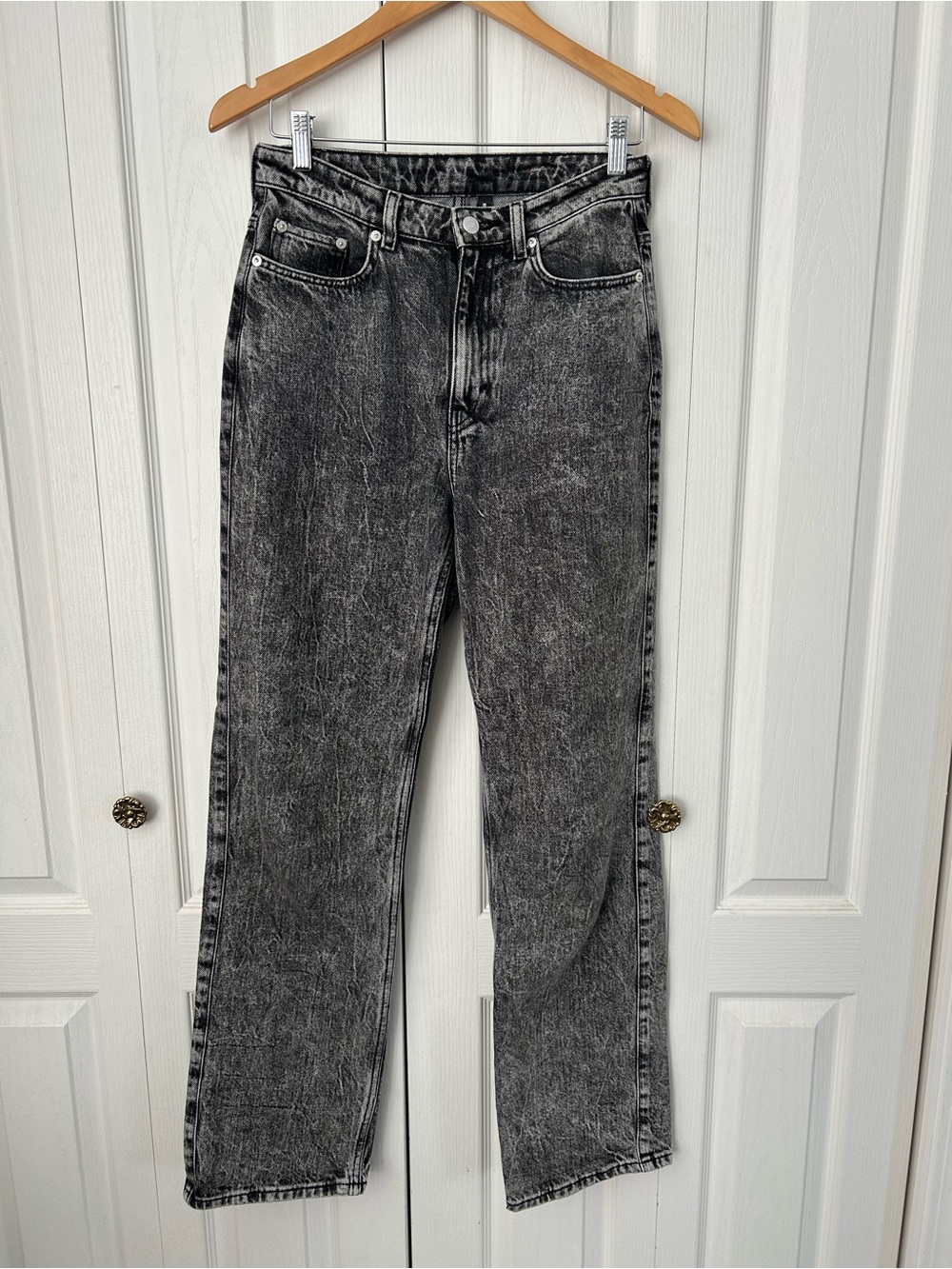 Weekday Black Washed Straight-Leg Jeans